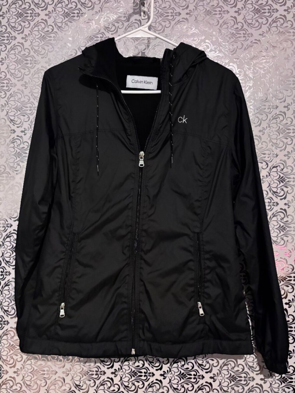 Calvin Klein Black Hooded Windbreaker Jacket Unisex Size XS NWT/EUC
